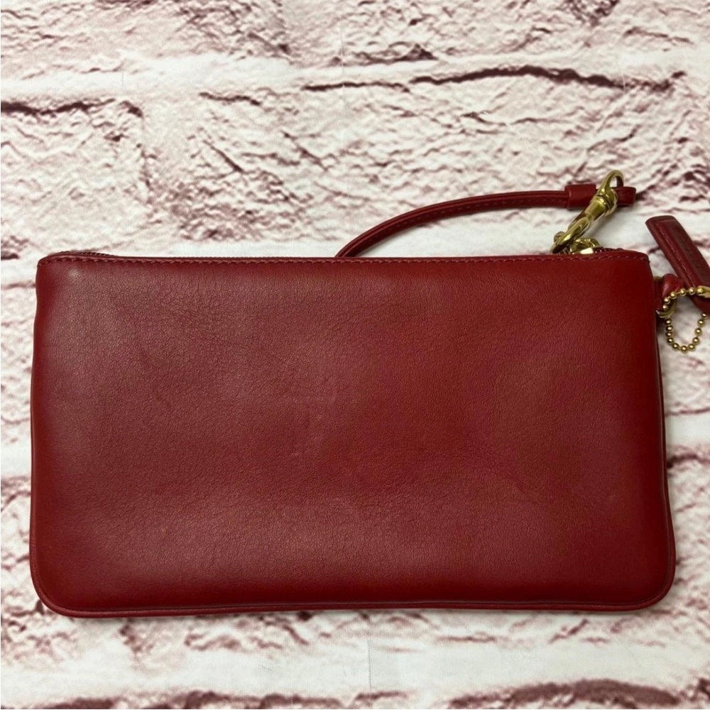Coach Red Leather Wristlet with Gold Accents - Picture 2 of 16